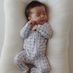 Bamboo Zip Pajamas | Marilyn | Milk & Baby | Made of the softest premium bamboo. Durable and well designed your little ones can sleep and play in these cozy pajamas. Our smallest sizes have rollover cuffs on the hands and all of the one piece sizes have c