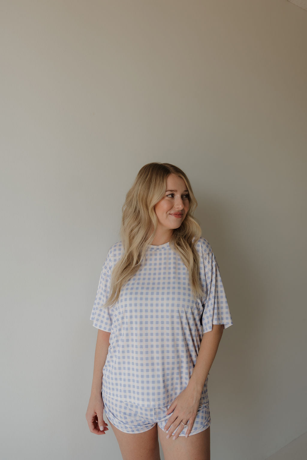 Marilyn | Women's Bamboo Short Set | Milk & Baby | Made with a soft, premium bamboo blend, this set is perfect for warm weather. It includes an oversized t-shirt and matching drawstring shorts. Designed for all-day comfort and easy wear.