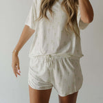 Women's Bamboo Short Set | Palm | Milk & Baby | Made with a soft, premium bamboo blend, this set is perfect for warm weather. It includes an oversized t-shirt and matching drawstring shorts. Designed for all-day comfort and easy wear. Sizes Available: X-S