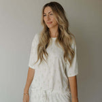 Women's Bamboo Short Set | Palm | Milk & Baby | Made with a soft, premium bamboo blend, this set is perfect for warm weather. It includes an oversized t-shirt and matching drawstring shorts. Designed for all-day comfort and easy wear. Sizes Available: X-S