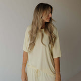 Women's Bamboo Short Set | Sunny | Milk & Baby | Made with a soft, premium bamboo blend, this set is perfect for warm weather. It includes an oversized t-shirt and matching drawstring shorts. Designed for all-day comfort and easy wear. Sizes Available: X-