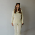 Sunny | Women's Long Sleeve Bamboo Pajama | Milk & Baby | Everyone's favorite bamboo women's pajamas, featuring a long-sleeve top with three buttons and a slight flared pant. Be sure to look at our matching baby and toddler pajamas in this charming print!