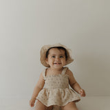Flora | Sleeveless Muslin Romper & Hat | Milk & Baby