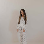 White & Black Lightning Bolt | Women's Long Sleeve Bamboo Pajama | Milk & Baby