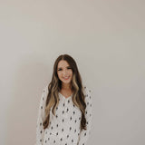 White & Black Lightning Bolt | Women's Long Sleeve Bamboo Pajama | Milk & Baby