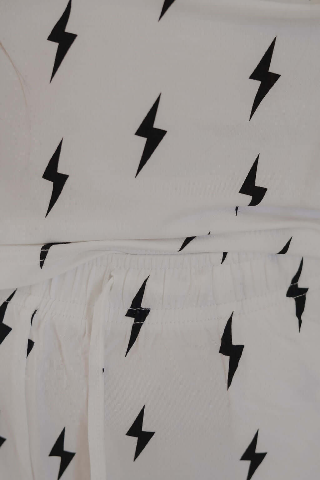 White & Black Lightning Bolt | Women's Long Sleeve Bamboo Pajama | Milk & Baby