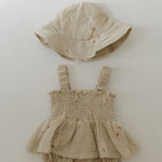 Silly Goose | Sleeveless Muslin Romper & Hat | Milk & Baby