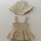 Silly Goose | Sleeveless Muslin Romper & Hat | Milk & Baby