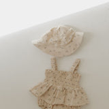 Flora | Sleeveless Muslin Romper & Hat | Milk & Baby