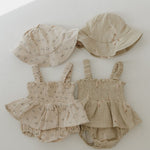 Flora | Sleeveless Muslin Romper & Hat | Milk & Baby