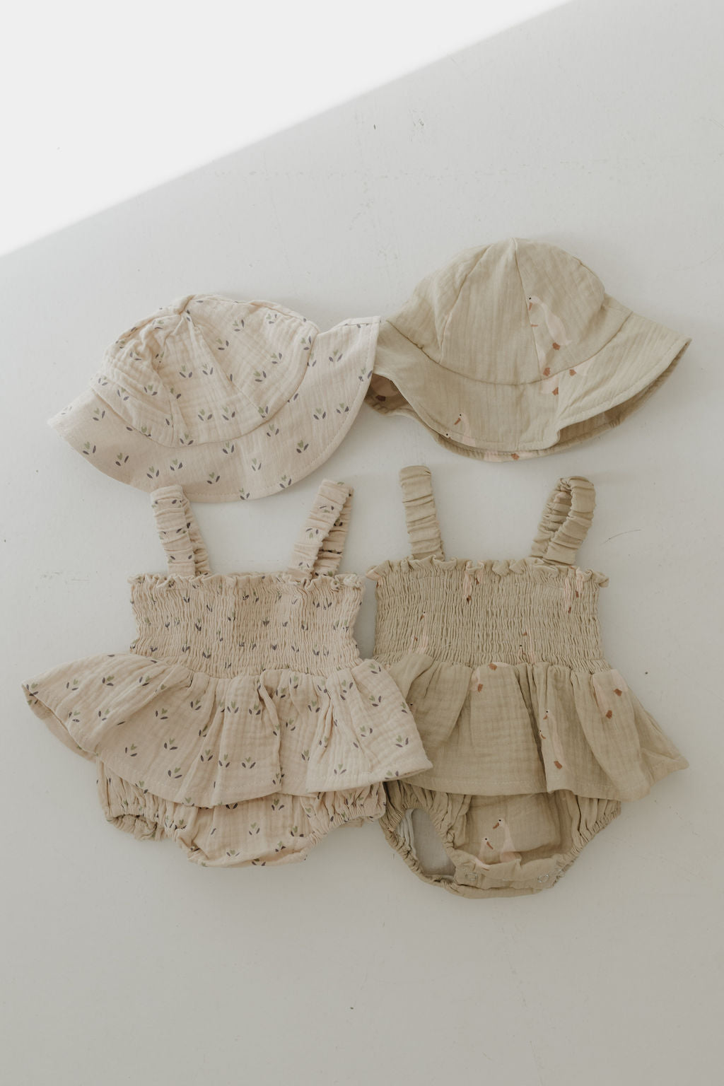 Flora | Sleeveless Muslin Romper & Hat | Milk & Baby