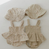 Flora | Sleeveless Muslin Romper & Hat | Milk & Baby