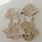 Flora | Sleeveless Muslin Romper & Hat | Milk & Baby
