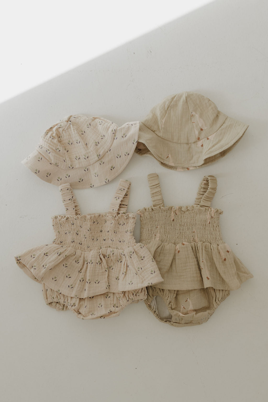 Flora | Sleeveless Muslin Romper & Hat | Milk & Baby