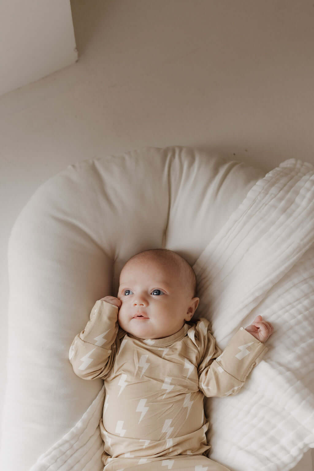 Tan Lightning Bolt | Bamboo Knotted Gown | Milk & Baby