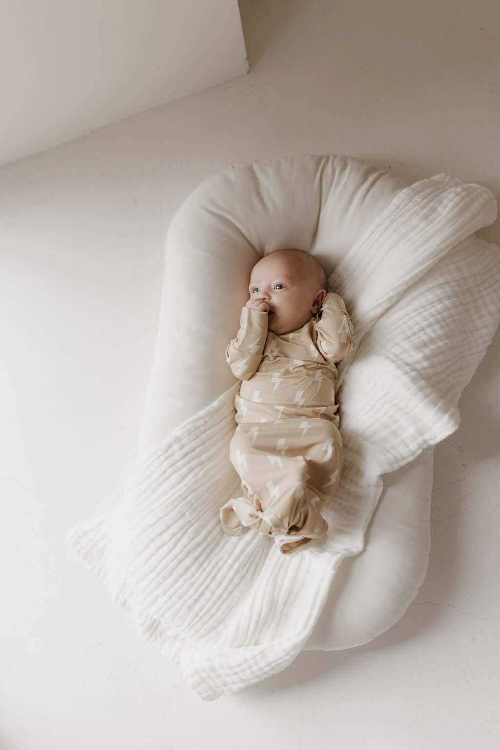 Tan Lightning Bolt | Bamboo Knotted Gown | Milk & Baby