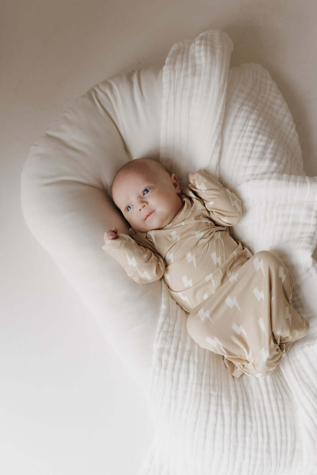 Tan Lightning Bolt | Bamboo Knotted Gown | Milk & Baby