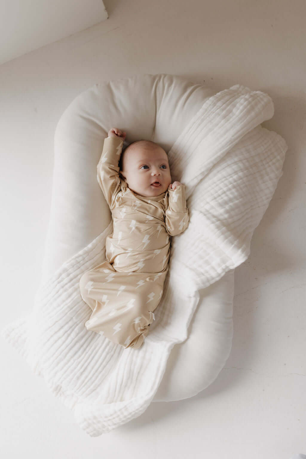 Tan Lightning Bolt | Bamboo Knotted Gown | Milk & Baby