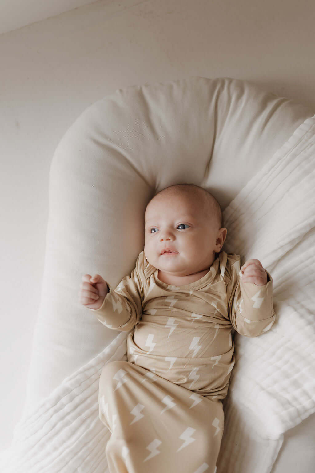 Tan Lightning Bolt | Bamboo Knotted Gown | Milk & Baby