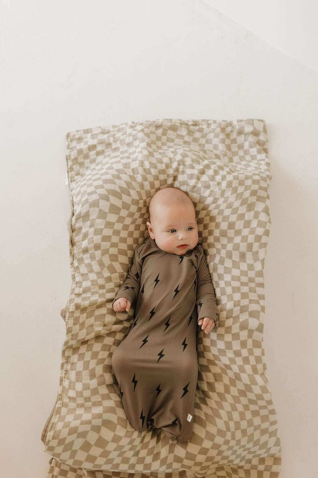 Brown & Black Lightning Bolt | Bamboo Knotted Gown | Milk & Baby
