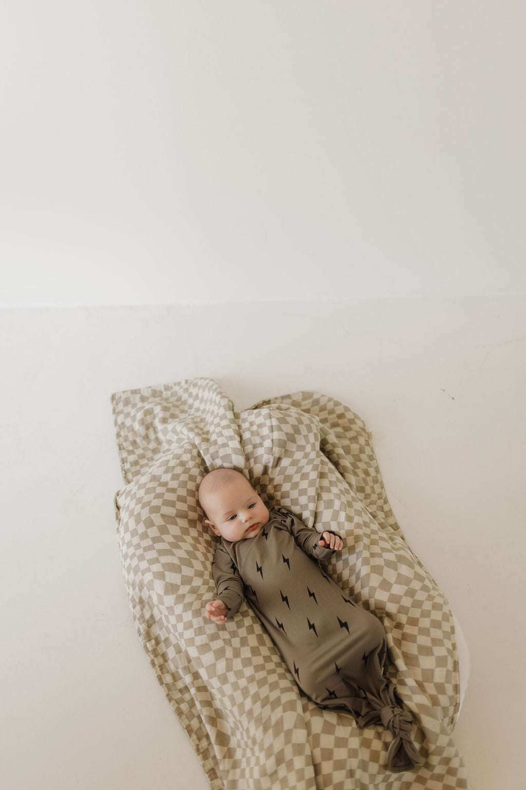 Brown & Black Lightning Bolt | Bamboo Knotted Gown | Milk & Baby