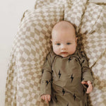 Brown & Black Lightning Bolt | Bamboo Knotted Gown | Milk & Baby