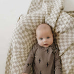 Brown & Black Lightning Bolt | Bamboo Knotted Gown | Milk & Baby