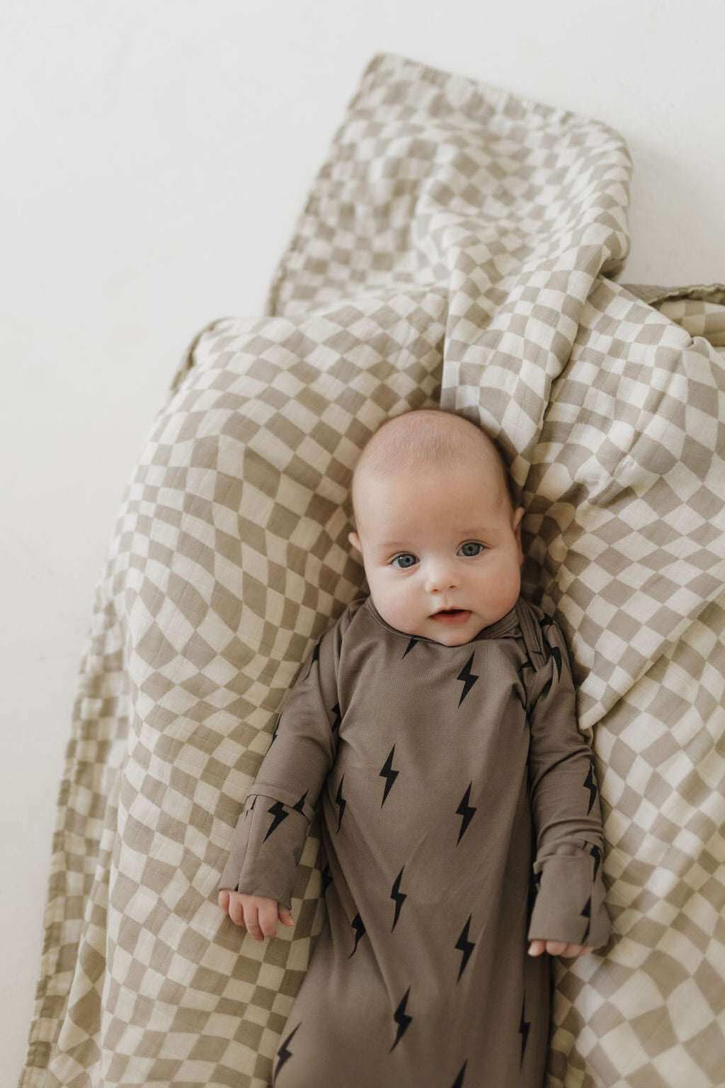 Brown & Black Lightning Bolt | Bamboo Knotted Gown | Milk & Baby