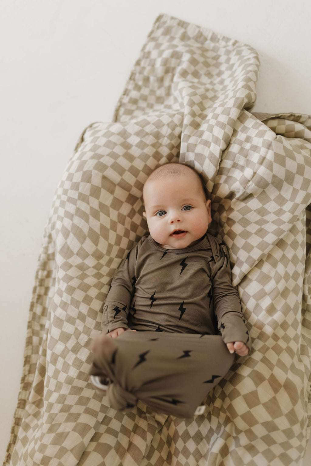 Brown & Black Lightning Bolt | Bamboo Knotted Gown | Milk & Baby