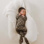 Faded Brown Checkerboard | Bamboo Knotted Gown | Milk & Baby