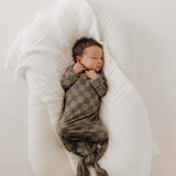 Faded Brown Checkerboard | Bamboo Knotted Gown | Milk & Baby