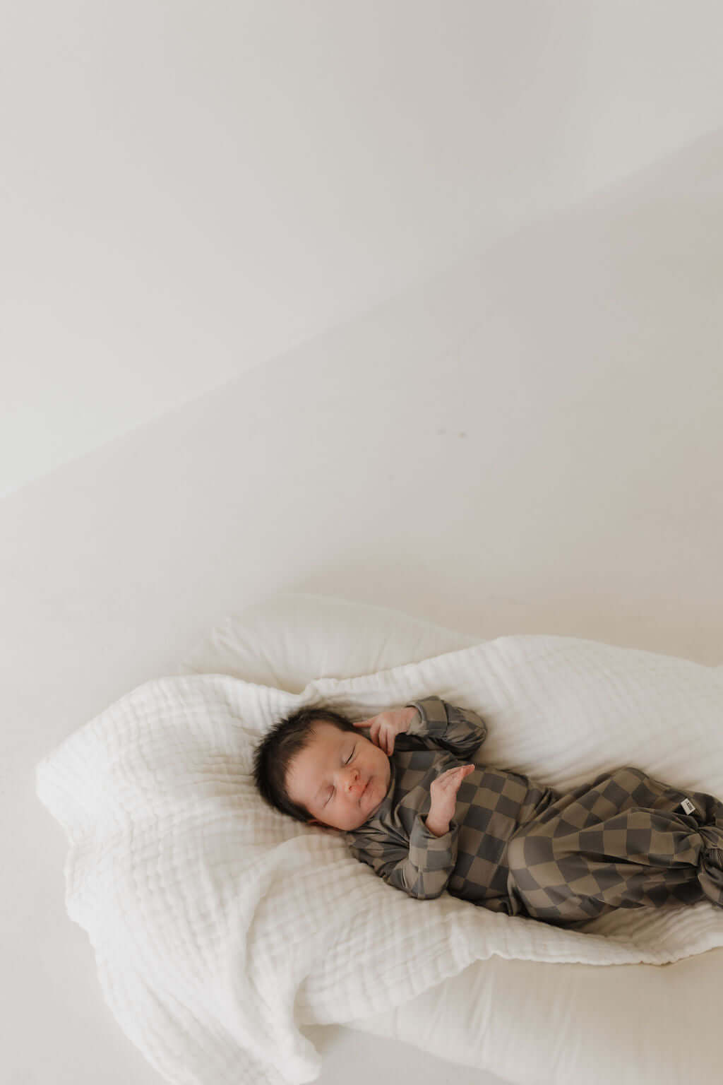 Faded Brown Checkerboard | Bamboo Knotted Gown | Milk & Baby