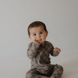 Faded Brown Checkerboard | Bamboo Zip Pajamas