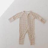 Grid | Bamboo Zip Pajamas | Milk & Baby