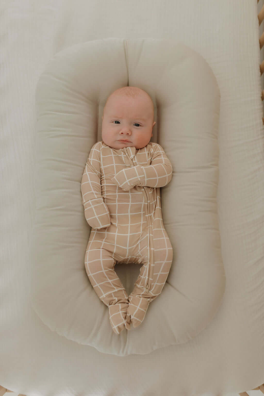 Grid | Bamboo Zip Pajamas | Milk & Baby