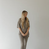 Faded Brown Checkerboard | Short Sleeve Women's Bamboo Pajama