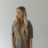 Faded Brown Checkerboard | Short Sleeve Women's Bamboo Pajama