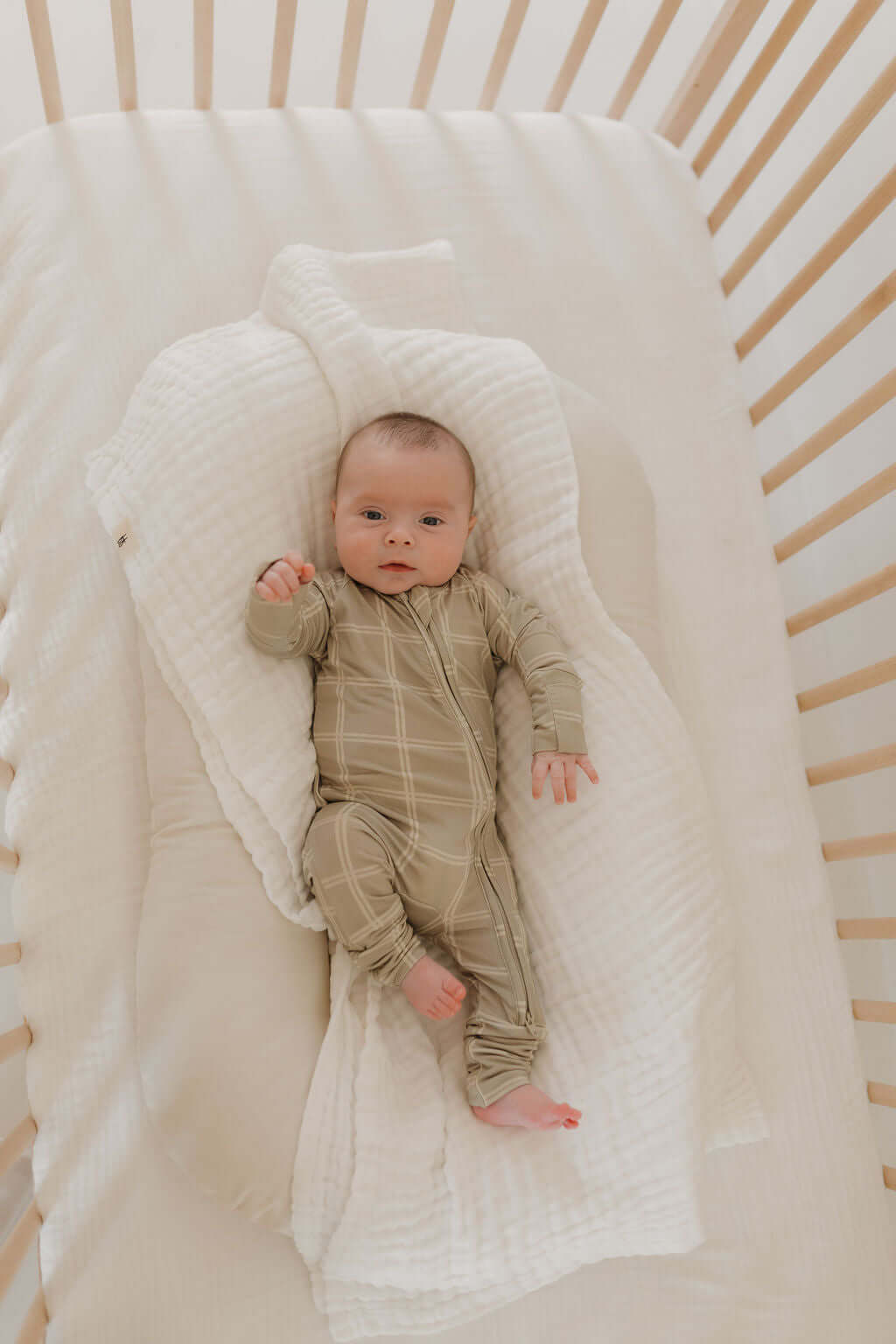 Linen Grid | Bamboo Zip Pajamas | Milk & Baby