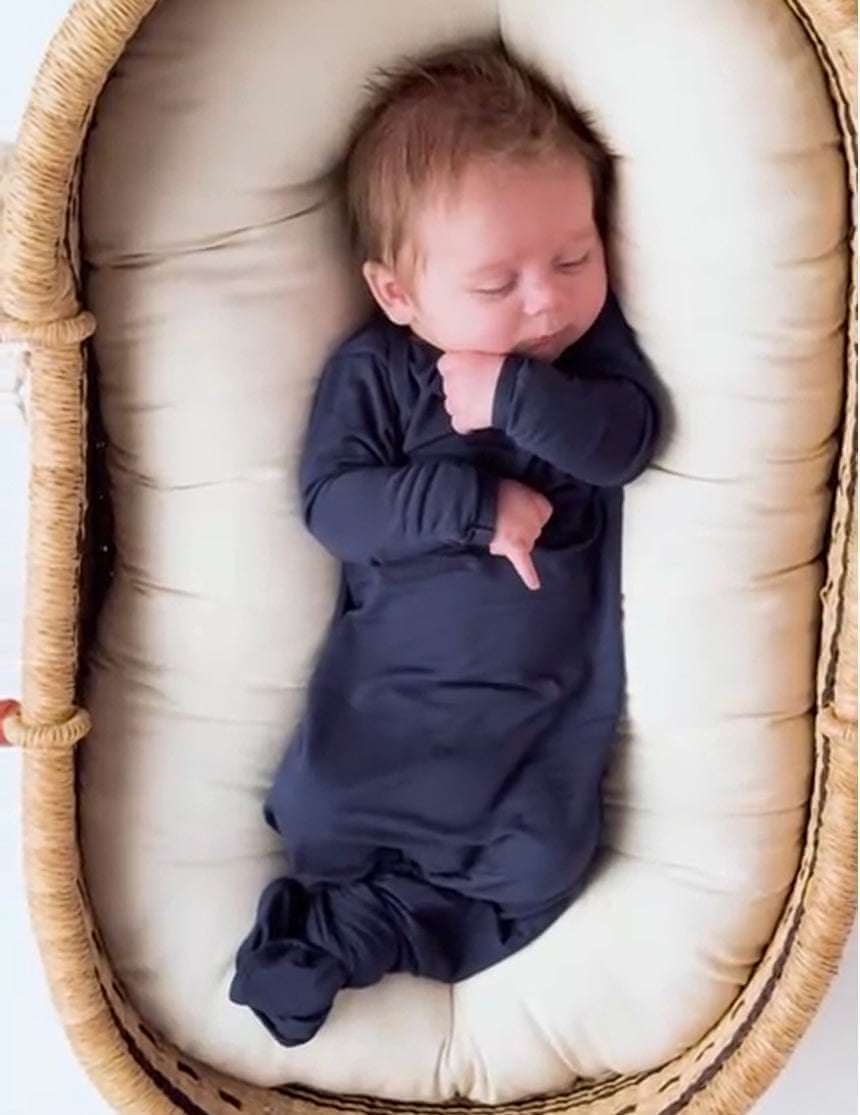 Navy Knotted Newborn Gown | Milk & Baby