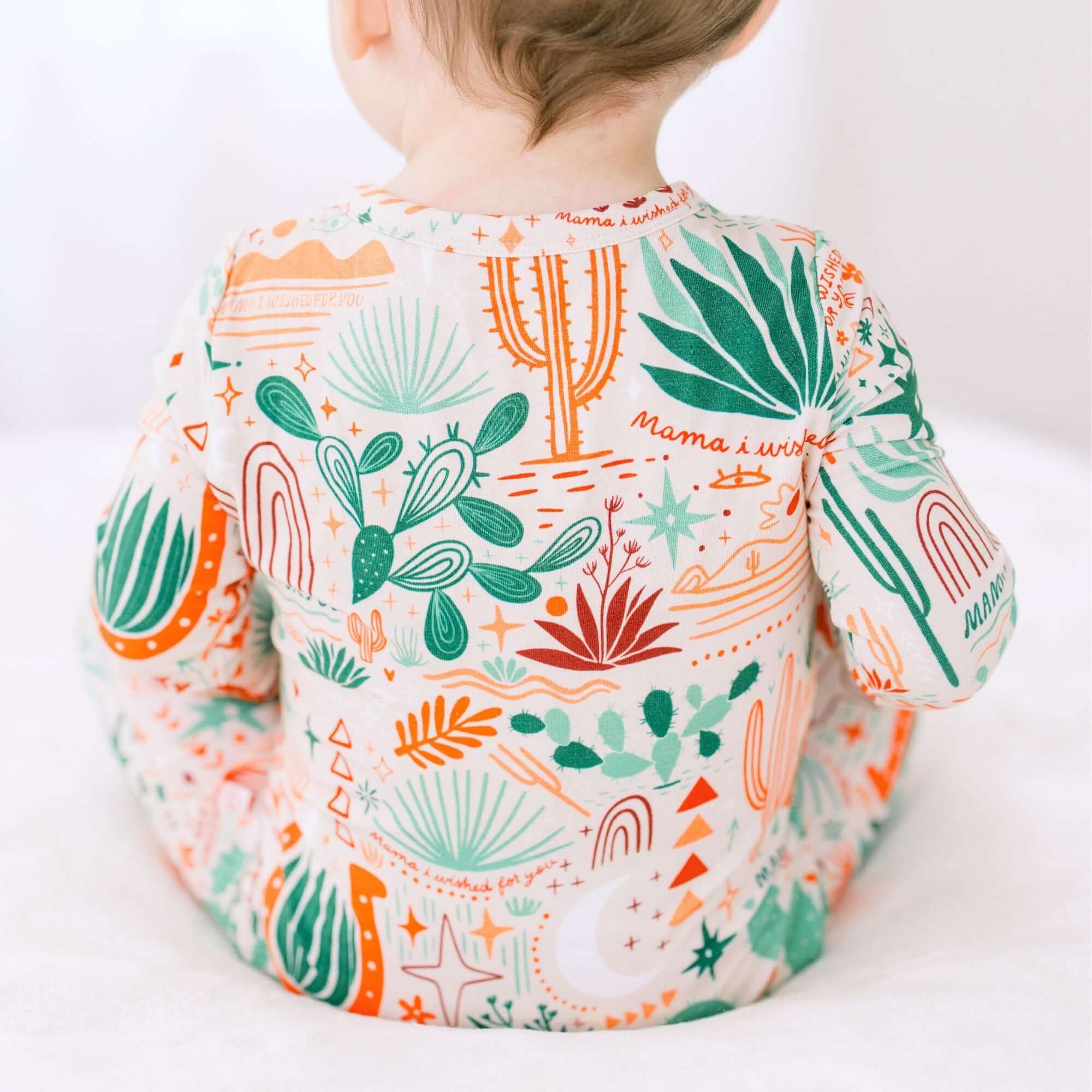 Desert Cactus Vibes | Bamboo Footless Onesie Romper | "Mama, I Wished for You" | Milk & Baby