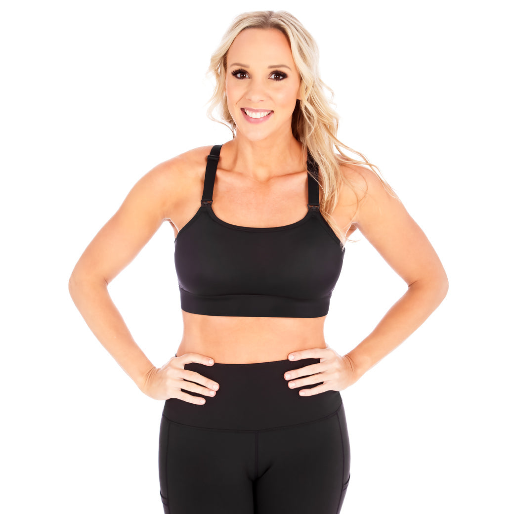 Strappy Back 2.0 Nursing Sports Bra Black detail