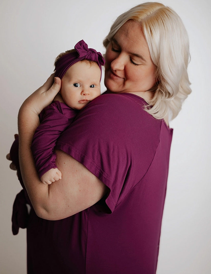 Mommy & Baby Knotted Gown Hospital Bundle | Plum