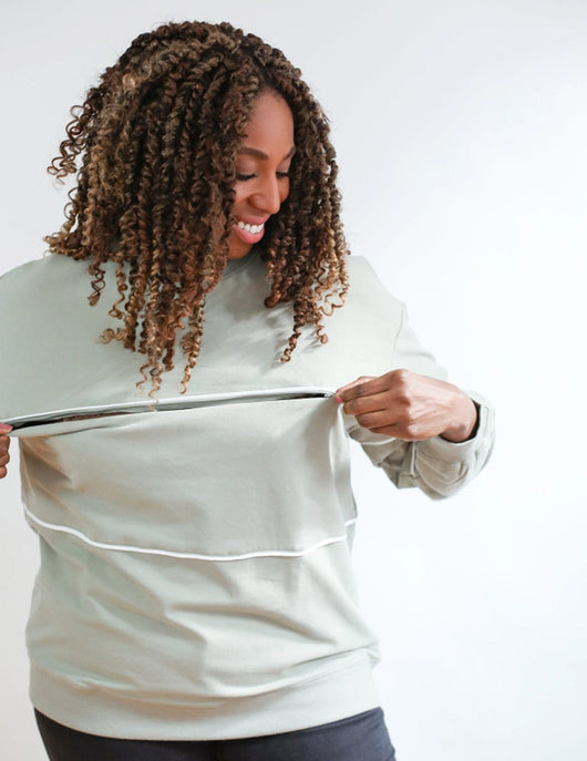 French Terry Nursing Sweatshirt with Piping - Milk & Baby