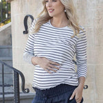 Lanie Maternity & Nursing Navy Stripe Top | Milk & Baby