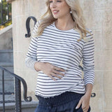 Lanie Maternity & Nursing Navy Stripe Top | Milk & Baby