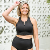Crop Zip Up Breastfeeding Swimsuit Top | Milk & Baby