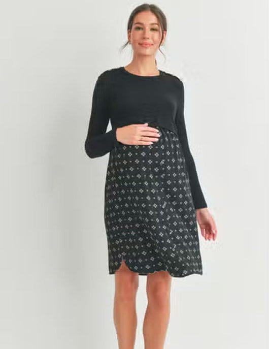 Jana Button Shoulder Maternity + Nursing Dress Milk & Baby