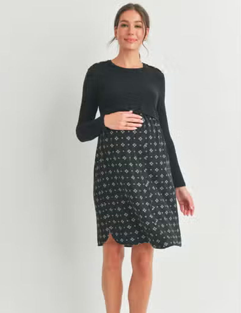 Jana Button Shoulder Maternity + Nursing Dress Milk & Baby