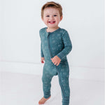 Starlit Sky | Bamboo One Piece Zip Pajama | An ultra-soft bamboo zip romper with an adorable star print, designed for comfort, breathability, and effortless diaper changes. Key Features: 🌱 Made from premium bamboo fabric – naturally soft and breathable �
