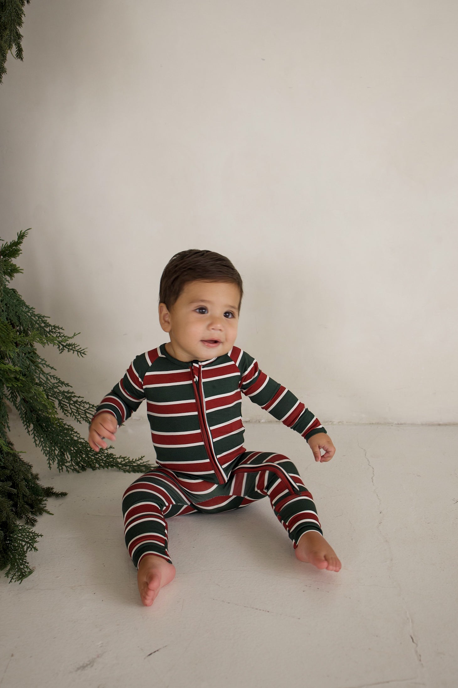 Holiday Stripe | Bamboo Zip Pajamas